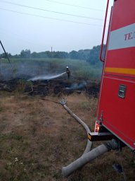​Горение сухой травы ликвидировано Дмитриевскими огнеборцами
