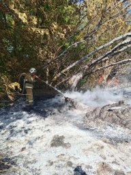 ​Огнеборцы ПЧ Курского района на тушении сухой травы