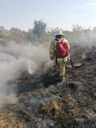 Обоянские пожарные ликвидировали возгорание сухой травы