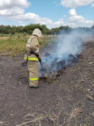 ​Огнеборцы ПЧ Солнцевского и Пристенского районов на тушении возгораний