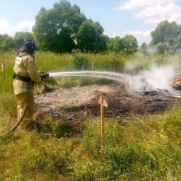 ​Огнеборцы ПЧ Железногорского и Курского районов на тушении возгораний