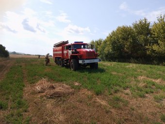​Черемисиновские огнеборцы на ликвидации горения сухой травы