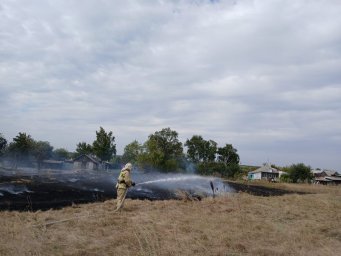 ​Огнеборцы Пристенского района на борьбе с горением сухой травы